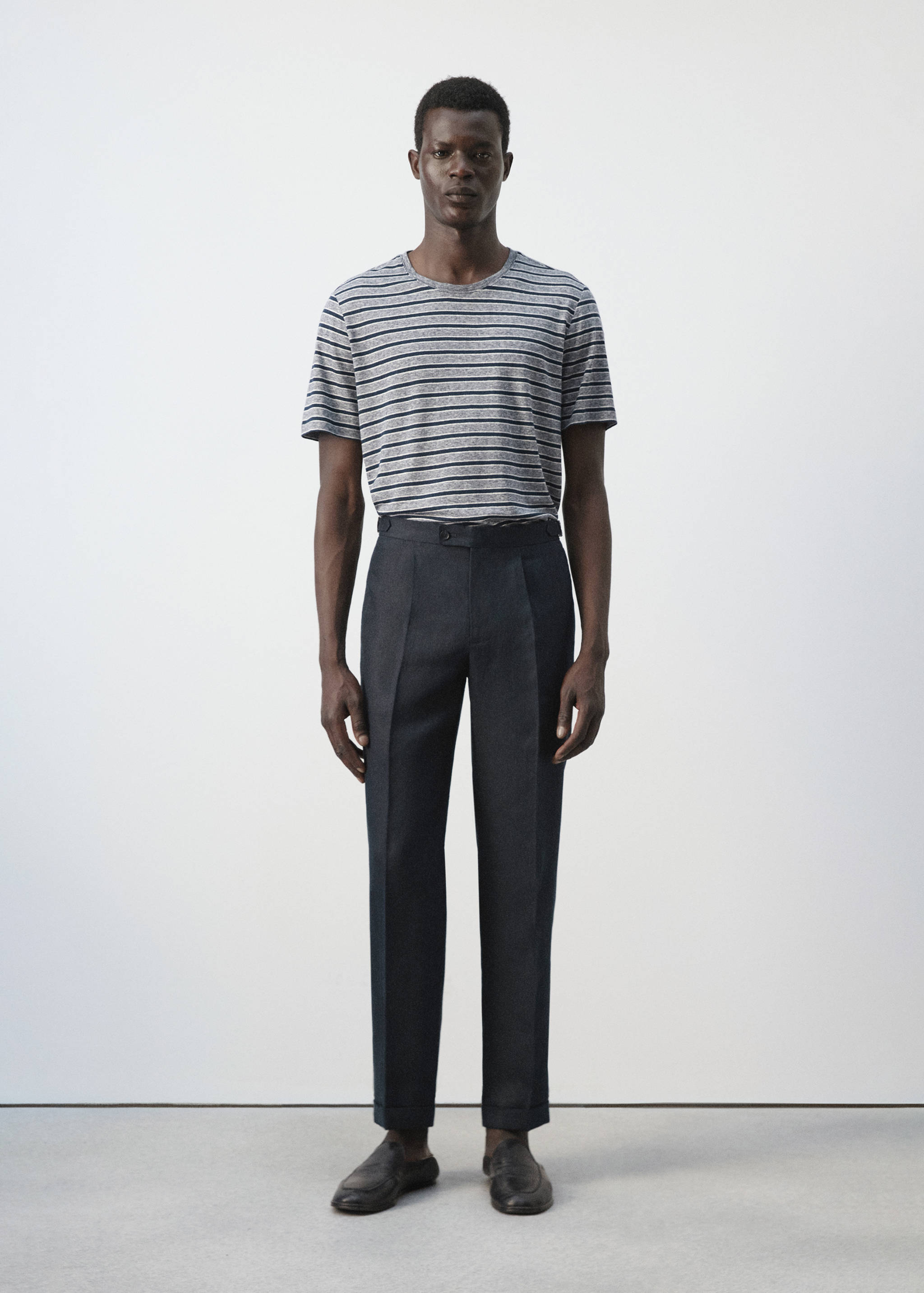 100% linen suit trousers with adjustable straps - General plane