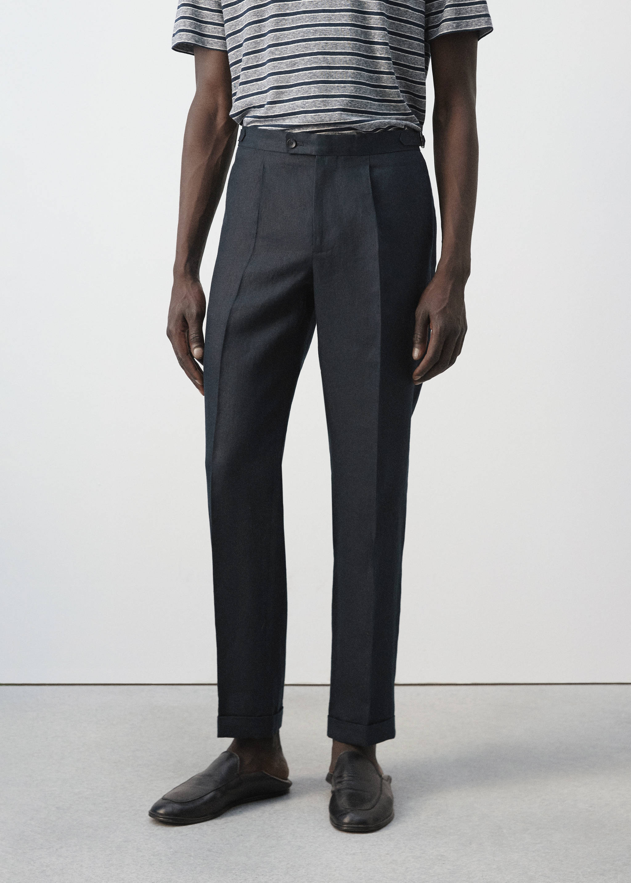 100% linen suit trousers with adjustable straps - Medium plane