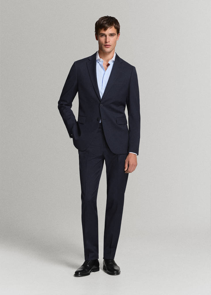 Turin 100% virgin wool suit jacket — Navy