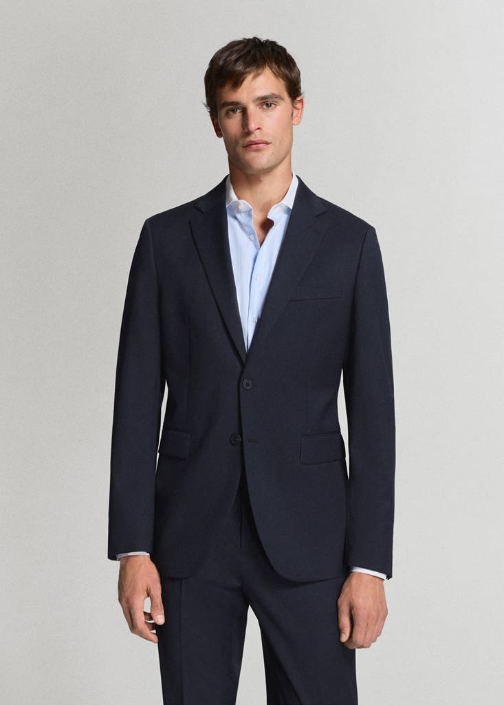 Turin 100% virgin wool suit jacket — Navy