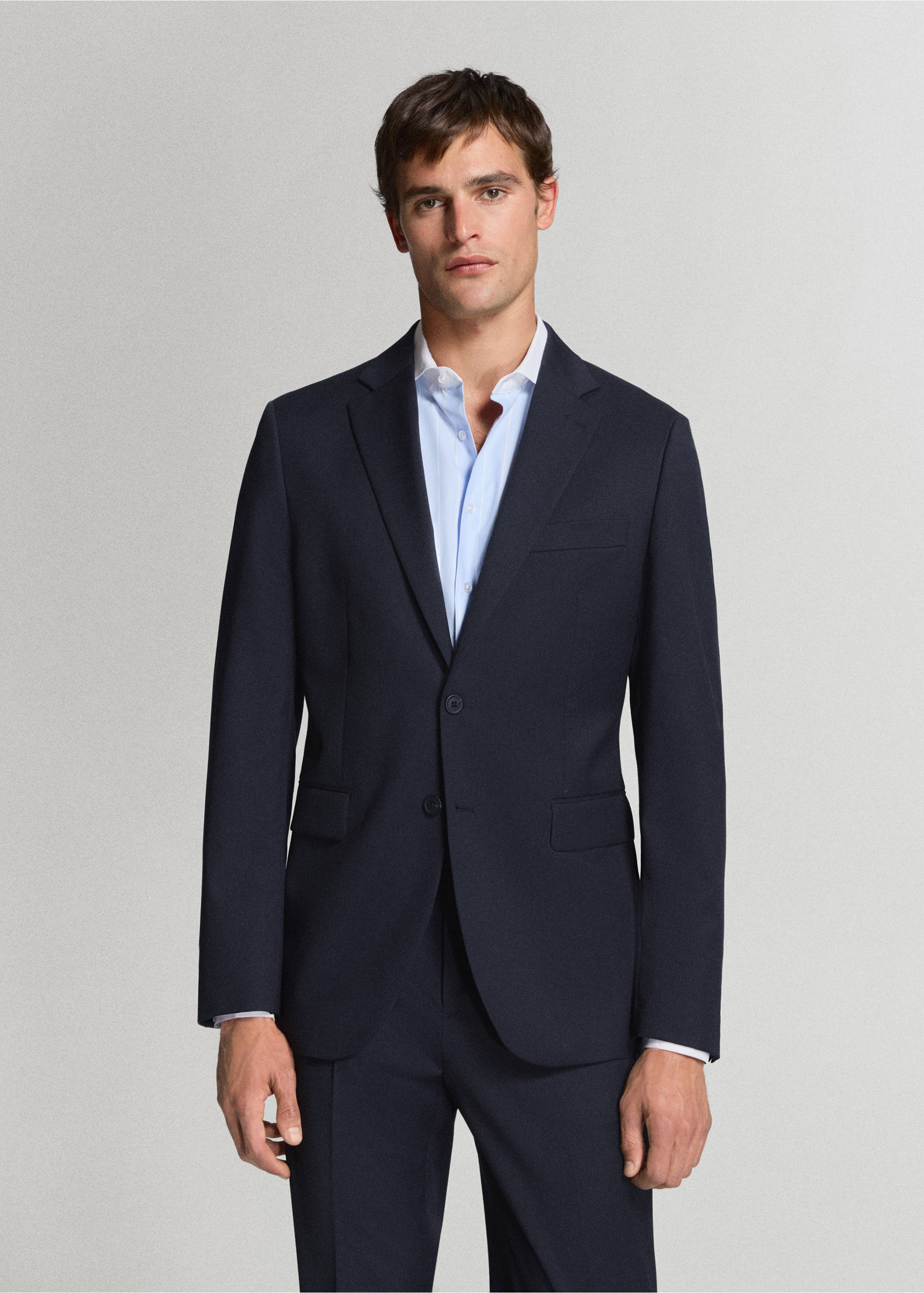 Turin 100% wool suit jacket - Medium plane, Navy. Ref: 37051416-00.