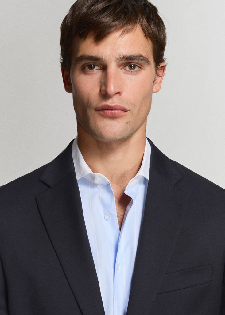 Turin 100% virgin wool suit jacket — Navy