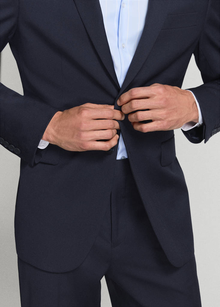 Turin 100% virgin wool suit jacket — Navy