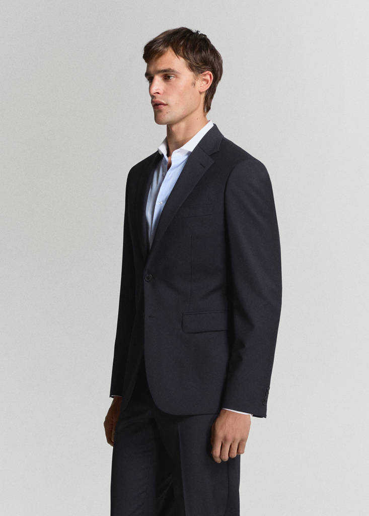 Turin 100% virgin wool suit jacket — Navy