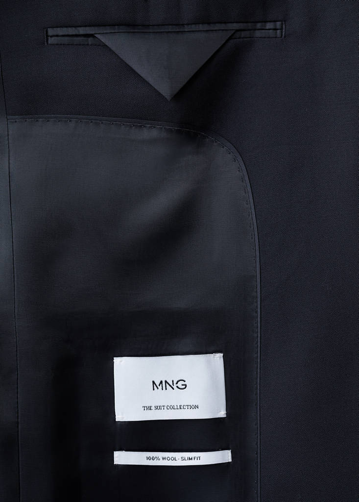 Turin 100% virgin wool suit jacket — Navy
