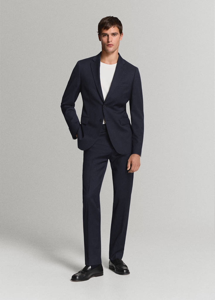 Turin 100% virgin wool suit jacket — Navy