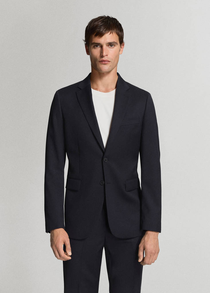 Turin 100% virgin wool suit jacket — Navy