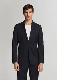 Turin suit jacket, 100% virgin wool, slim fit — Navy 12