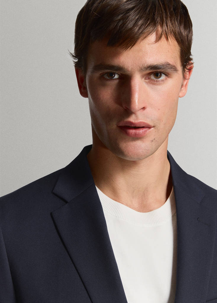 Turin 100% virgin wool suit jacket — Navy