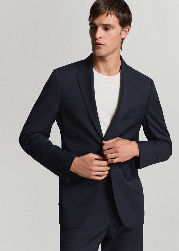 Turin 100% virgin wool suit jacket — Navy