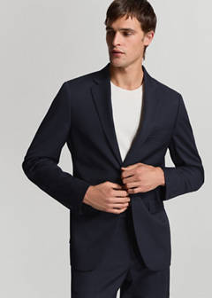 Turin suit jacket, 100% virgin wool, slim fit — Navy 17