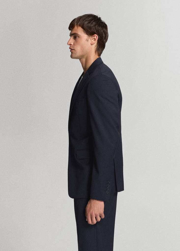 Turin 100% virgin wool suit jacket — Navy