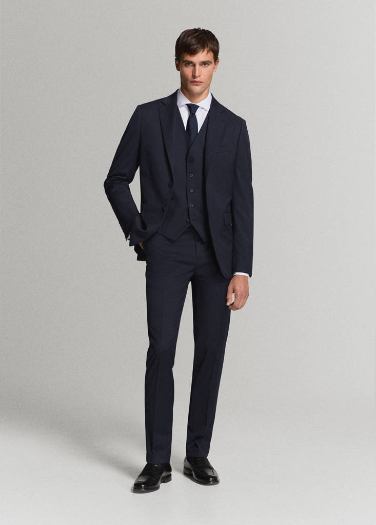 Turin 100% virgin wool suit jacket — Navy