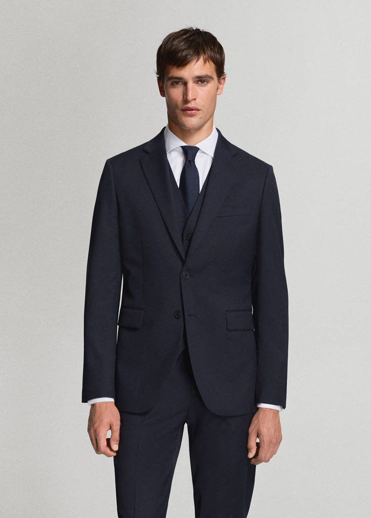 Turin 100% virgin wool suit jacket — Navy