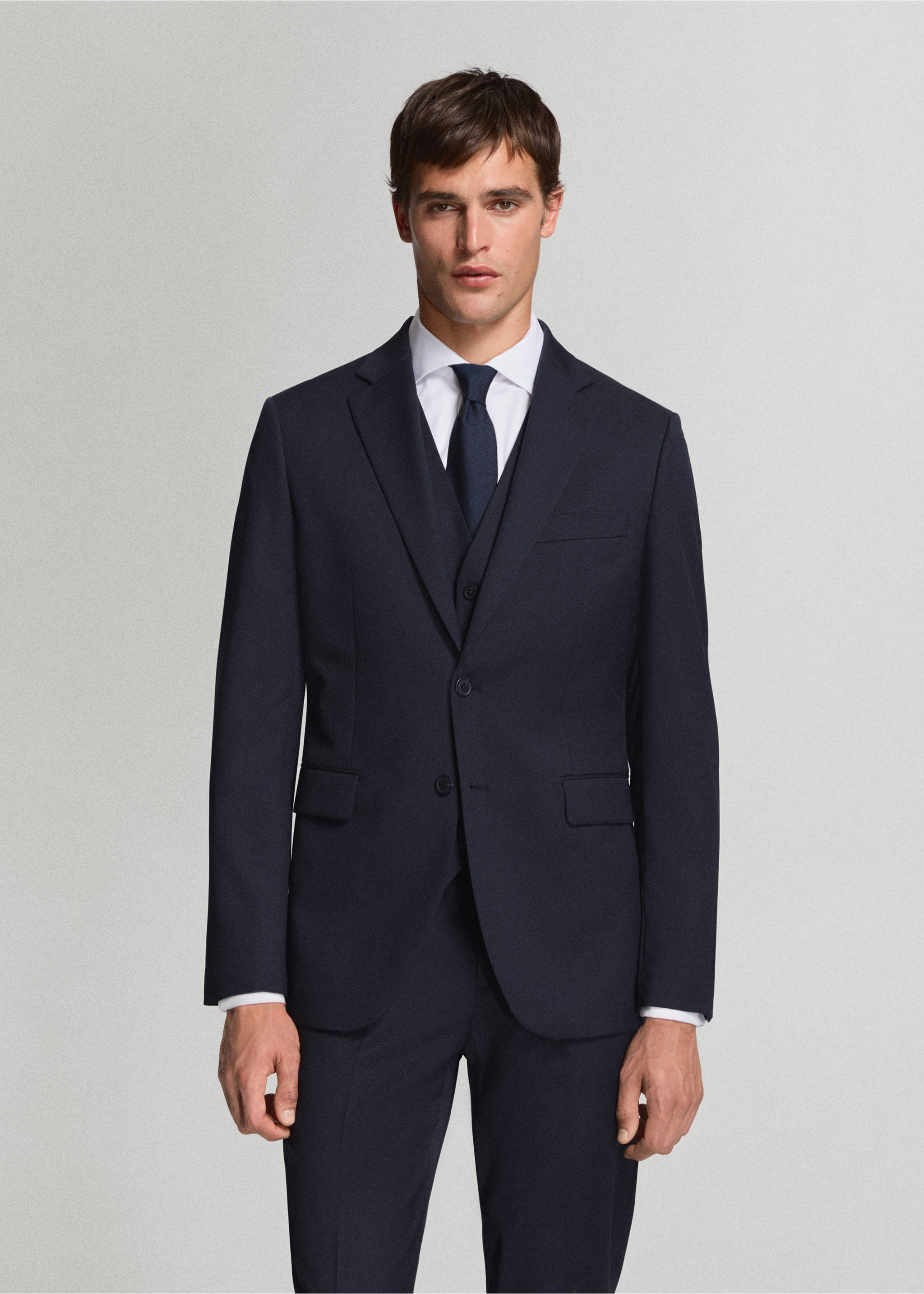 Veste costume Turín 100 % laine - Plan moyen, Bleu marine. Ref: 37051416-02.