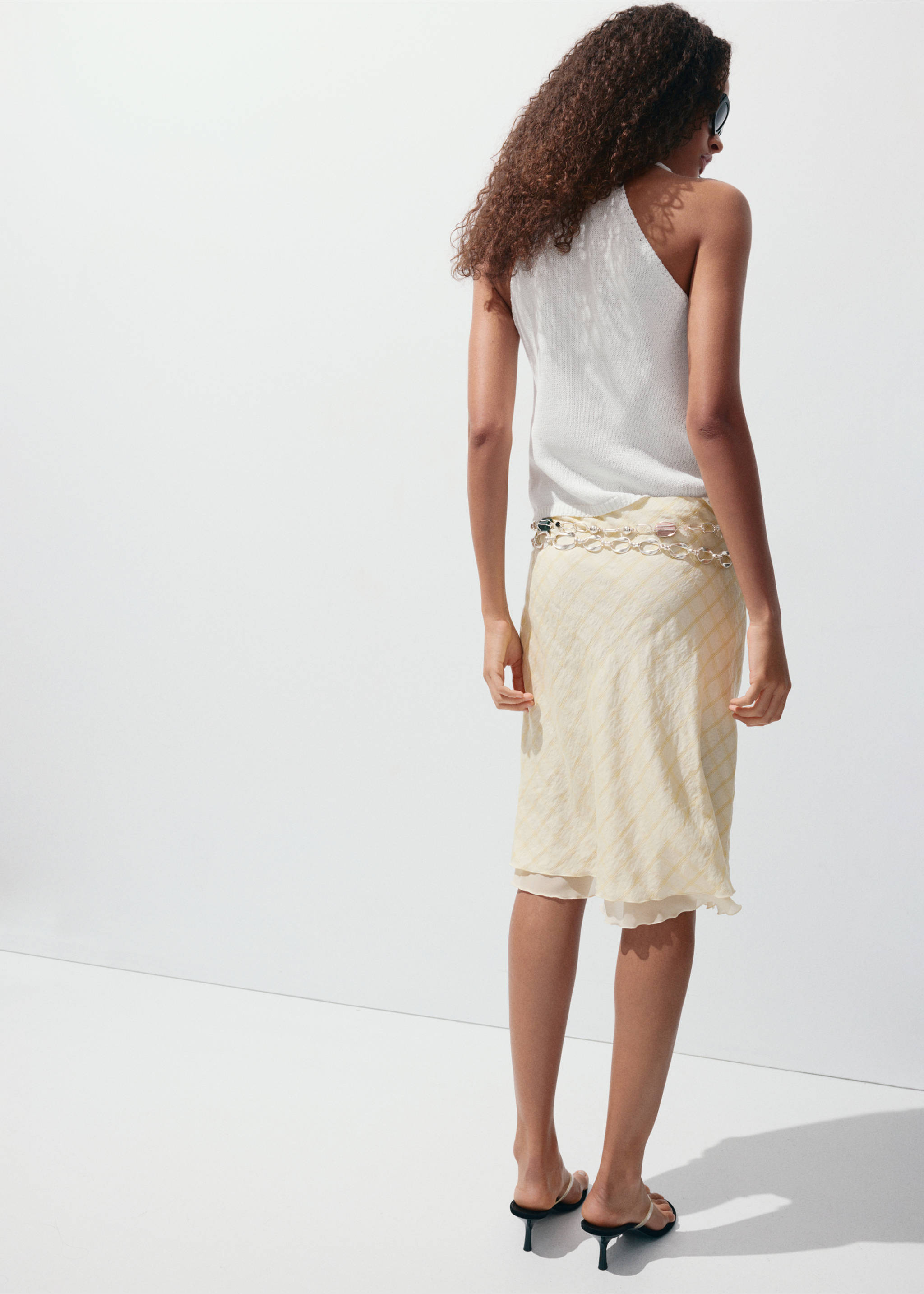 Checked midi skirt - Reverse of the article, Yellow. Ref: 37051417-00.