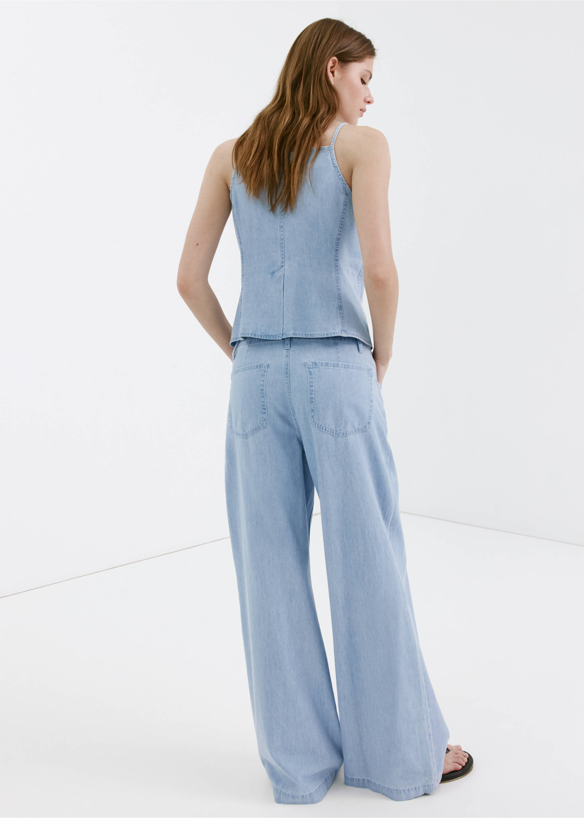 Denim buttoned gilet - Reverse of the article, Light Blue. Ref: 37051418-00.