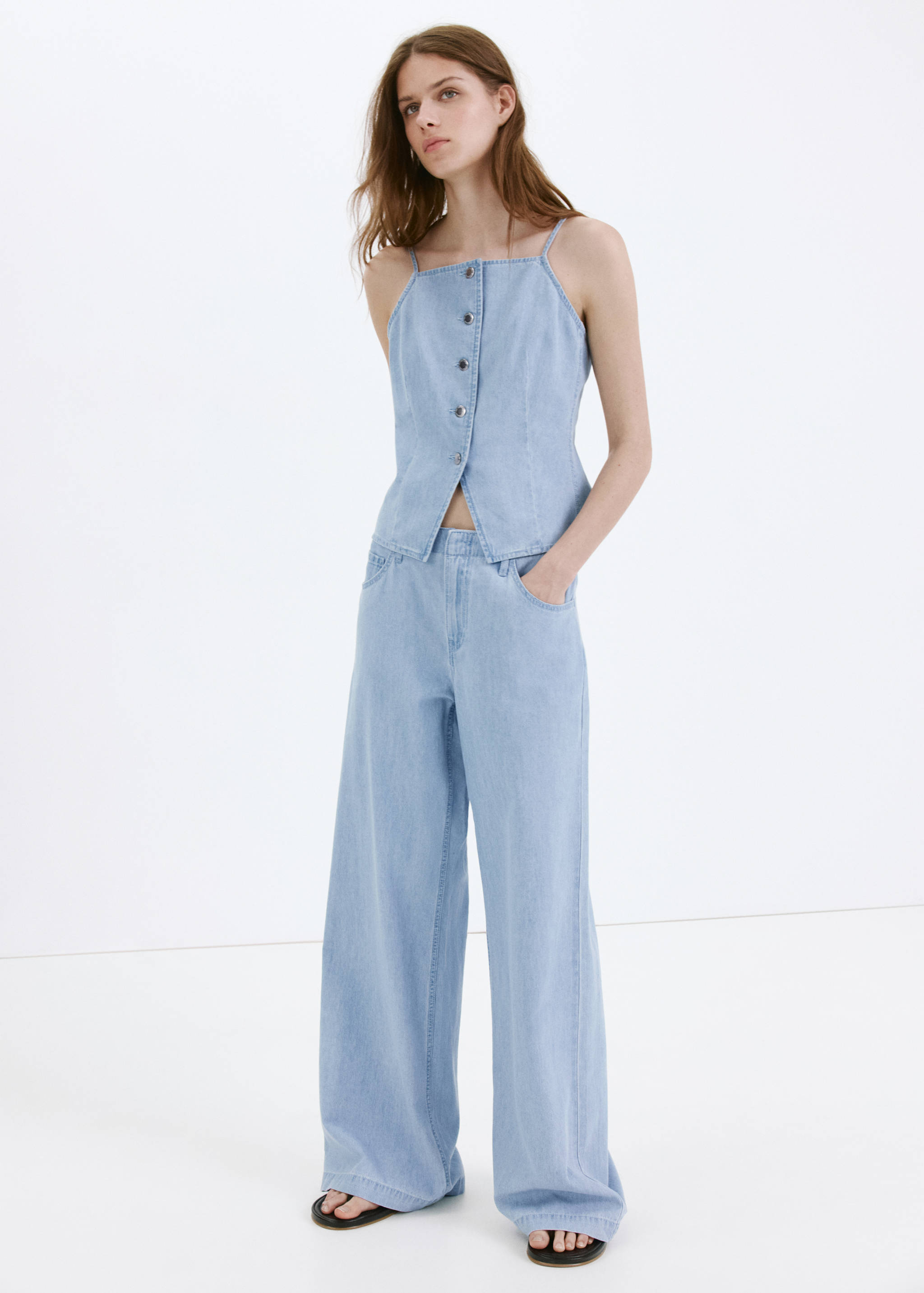 Denim buttoned gilet - Details of the article 3