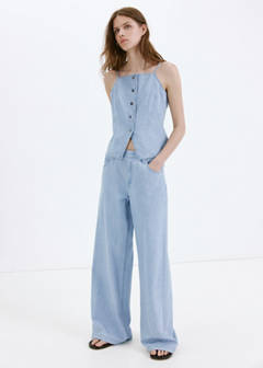 Denim buttoned gilet — Light Blue 5