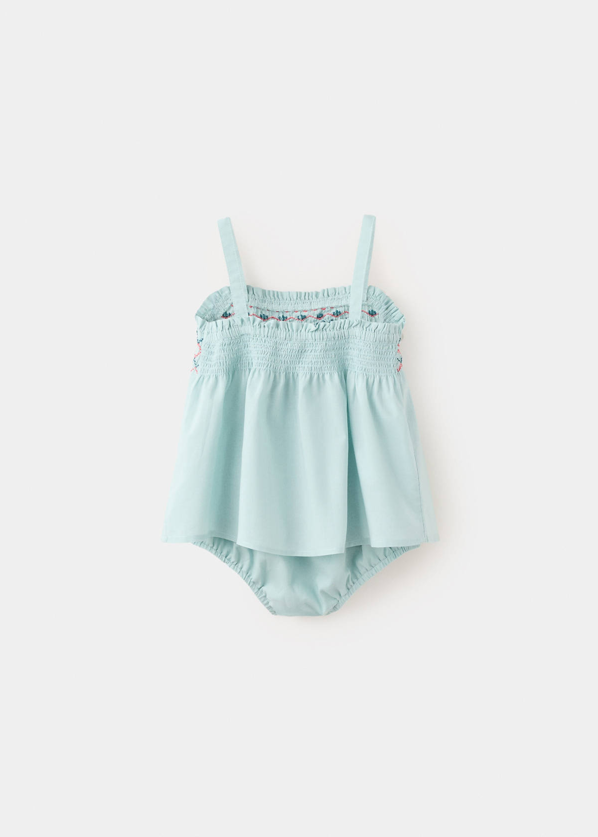 Dress and frog with embroidered details — Aqua Green