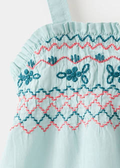 Dress and frog with embroidered details — Aqua Green 3