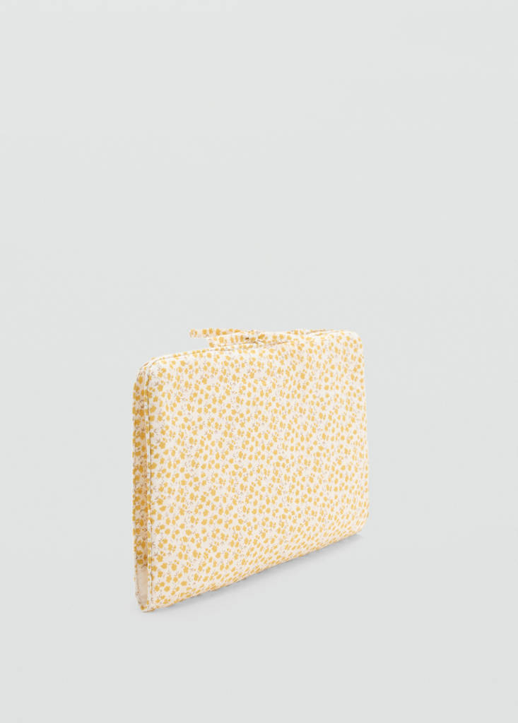 Floral travel changing mat — Yellow