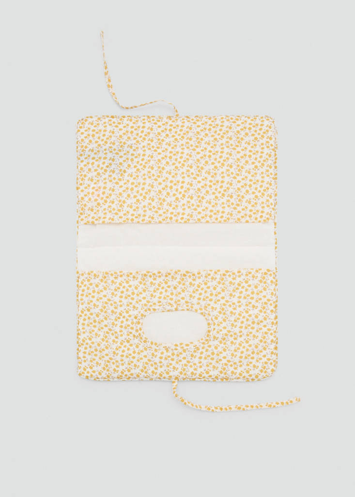 Floral travel changing mat — Yellow