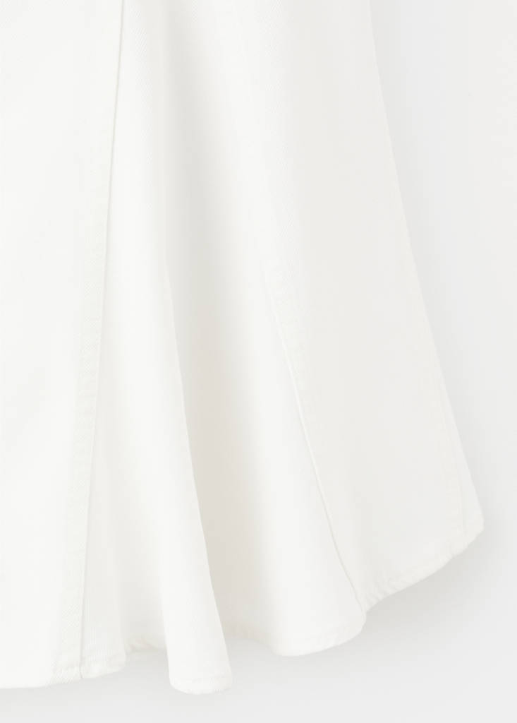 Midi cotton skirt with godets — White
