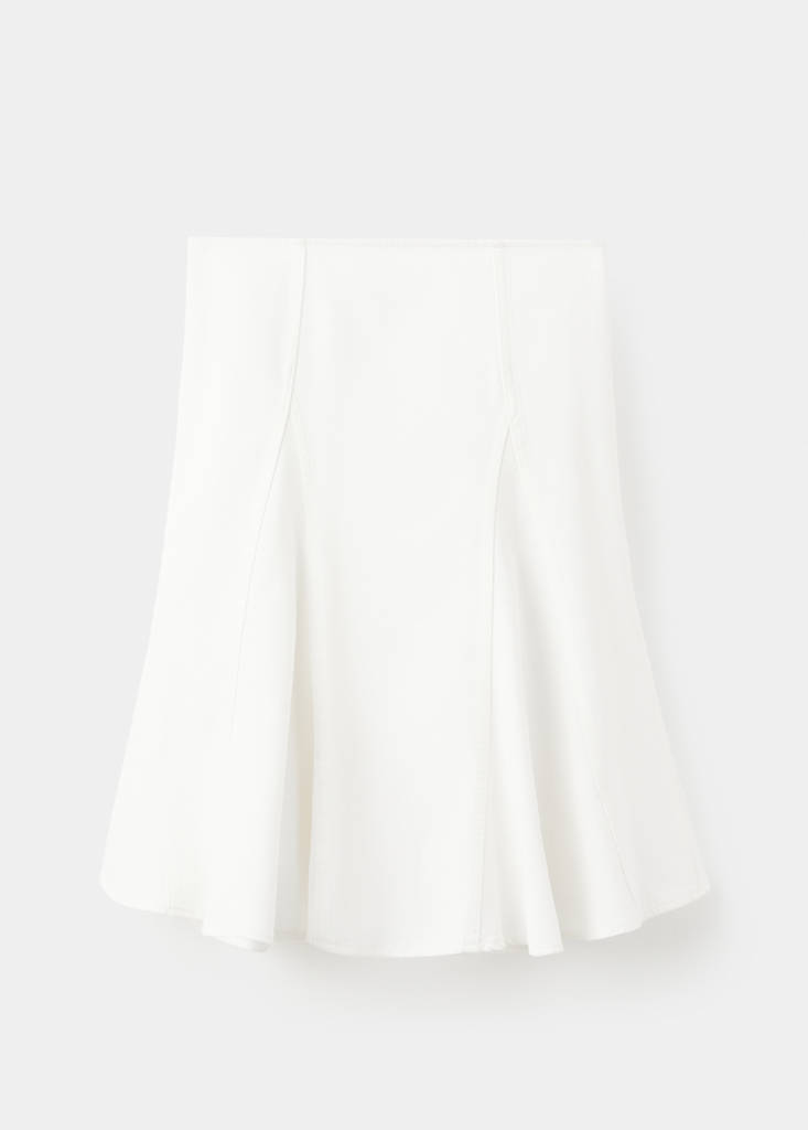 Midi cotton skirt with godets — White