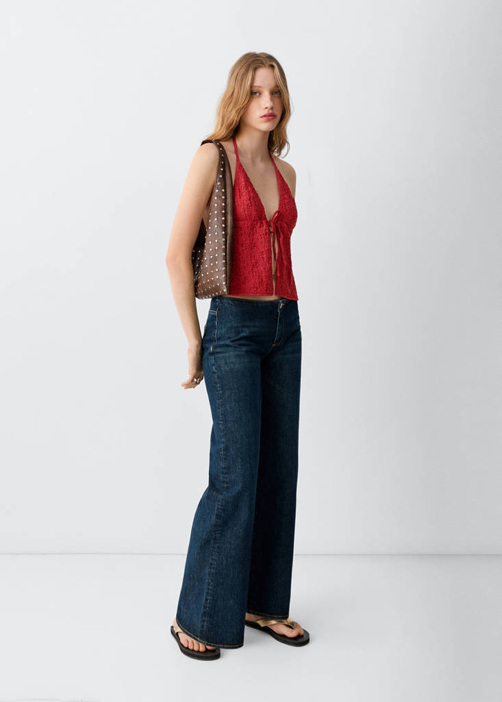 Open-back tie top — Burgundy
