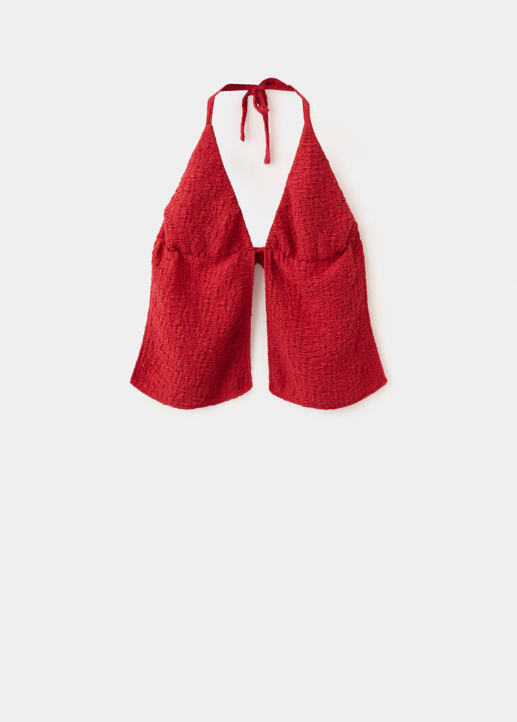 Open-back tie top — Burgundy