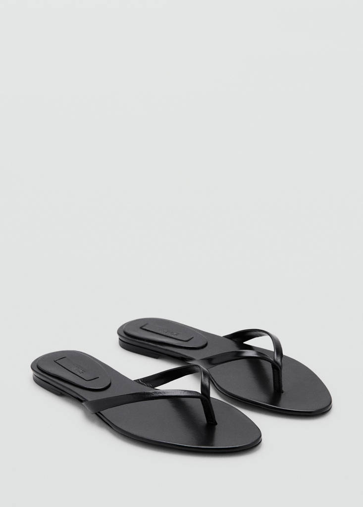 Leather strap sandals — Black