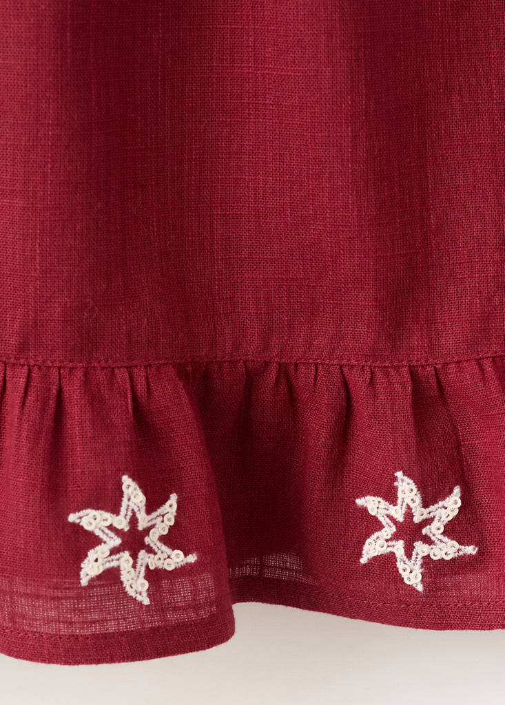 Halter top with embroidered details — Burgundy