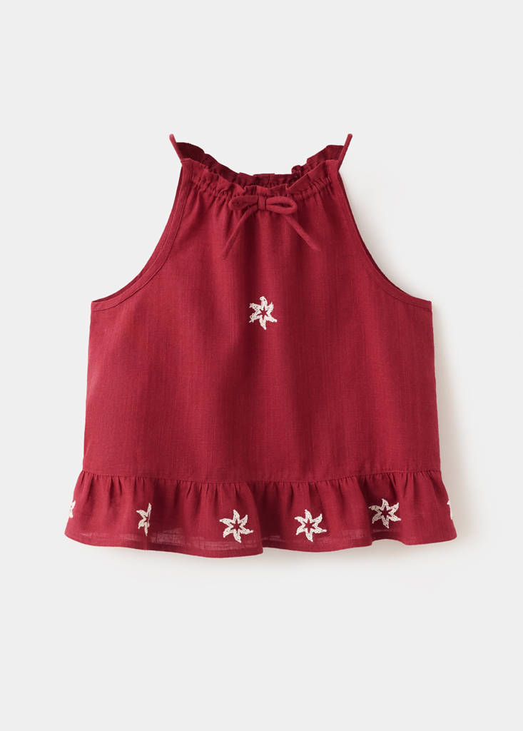 Halter top with embroidered details — Burgundy