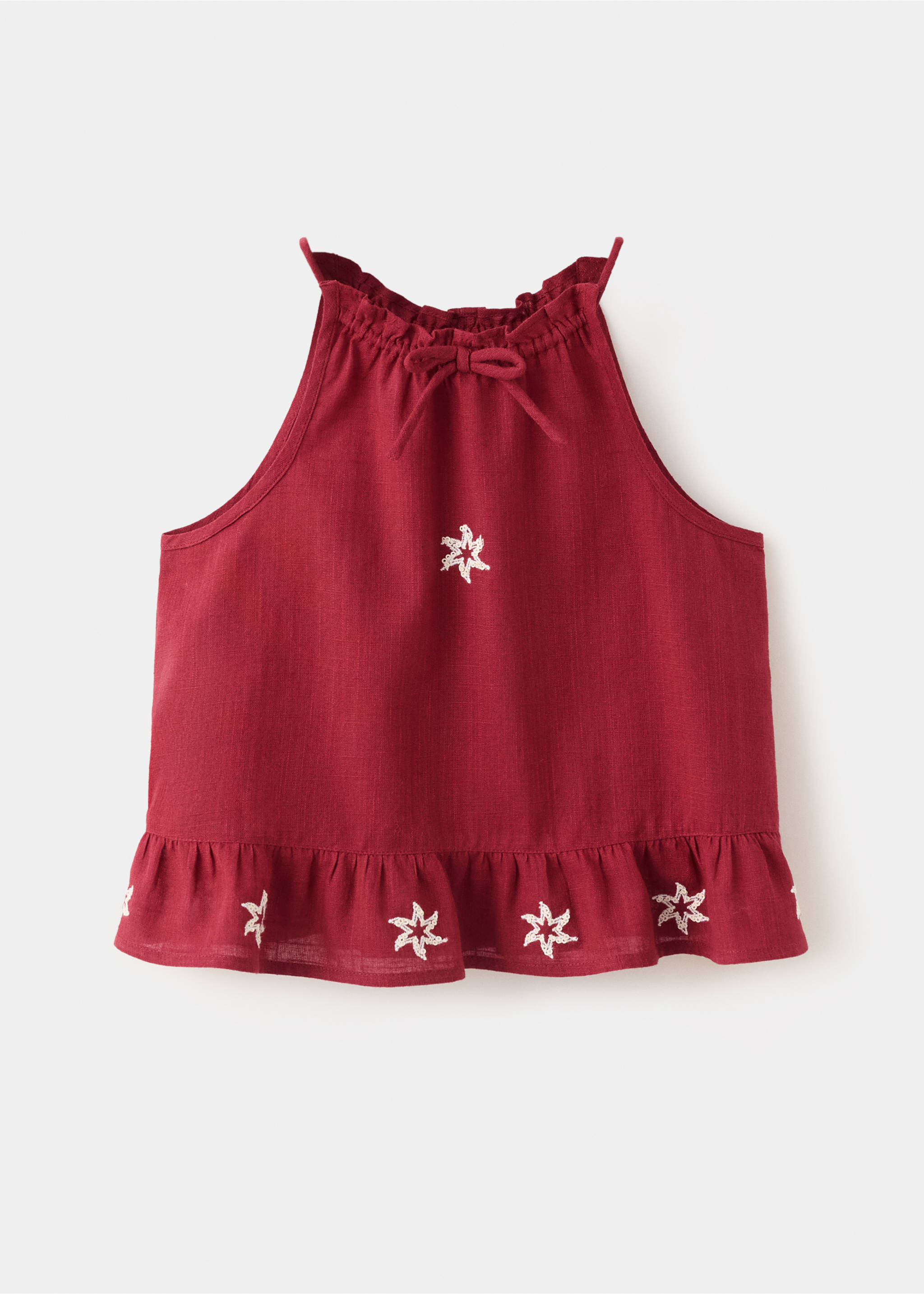 Halter top with embroidered details - Article without model, Burgundy. Ref: 37051429-00.