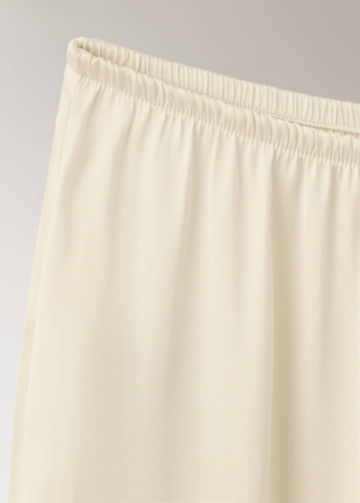 Satin lace-trim pyjama trousers — Ivory White