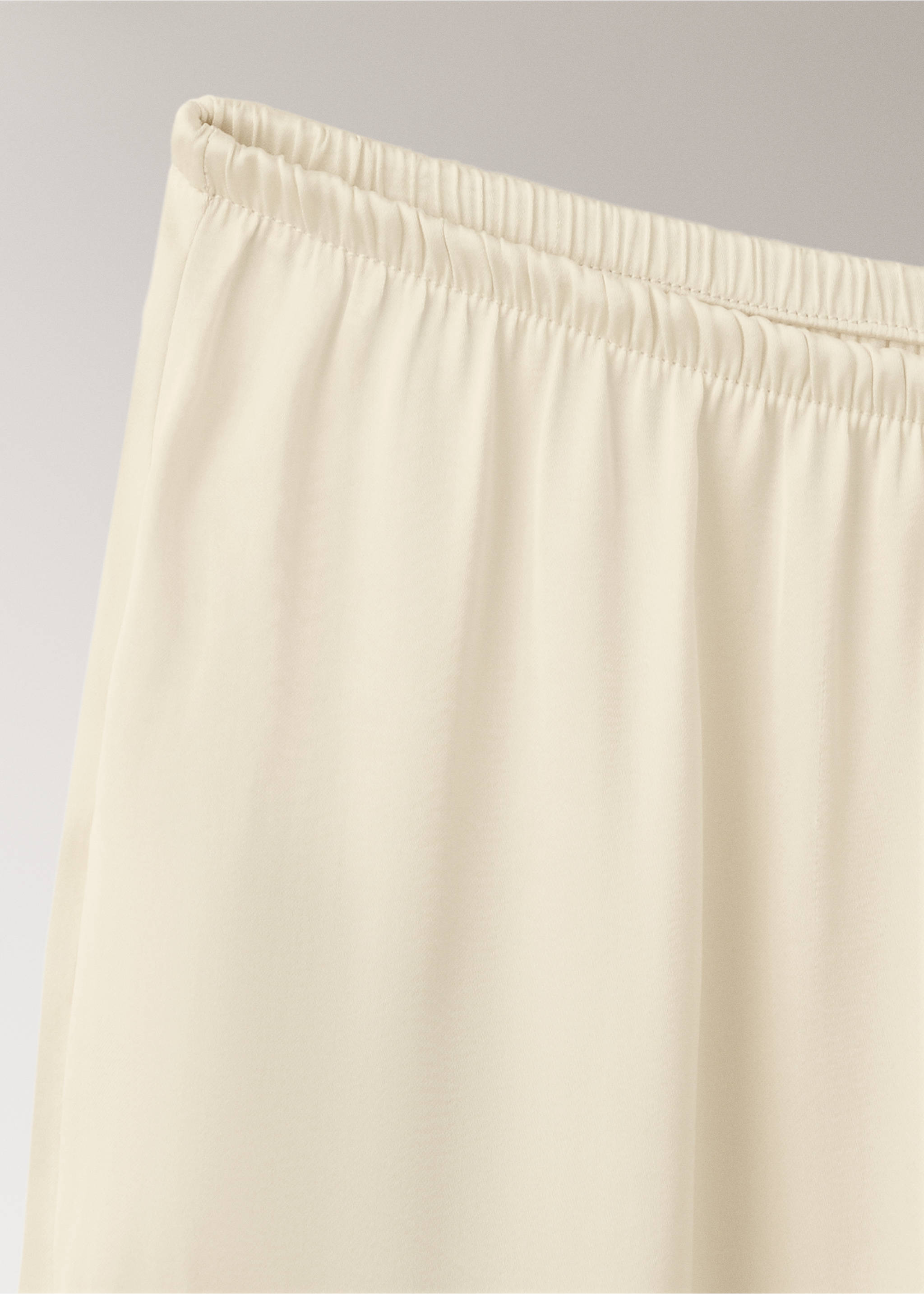Pantalon de pyjama satiné à détail en dentelle - Détail de l'article 8, Ivoire. Ref: 37051430-00.