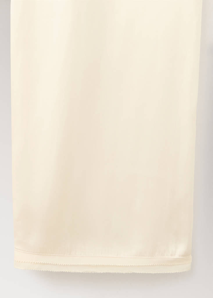 Satin lace-trim pyjama trousers — Ivory White