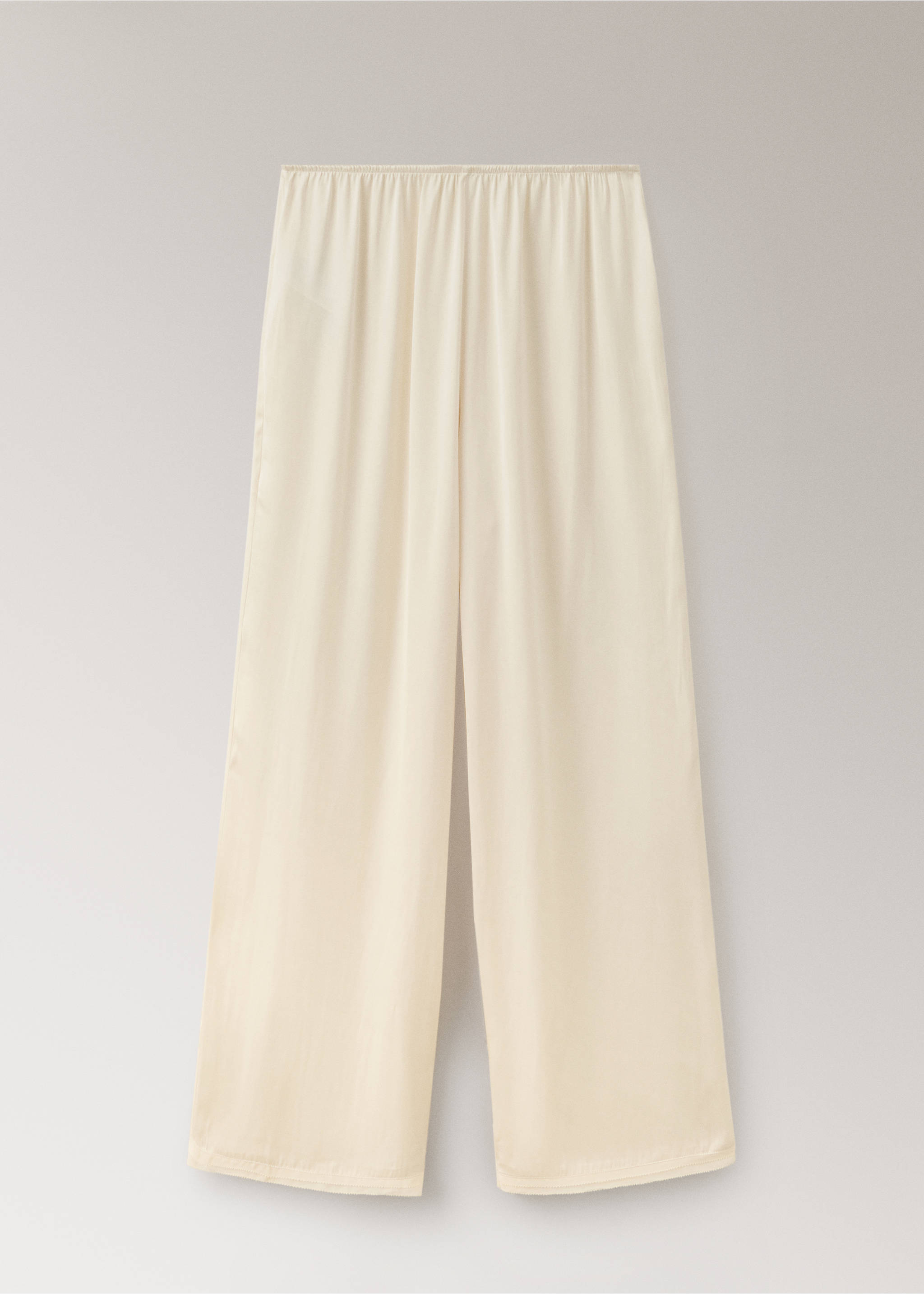 Pantalon de pyjama satiné à détail en dentelle - Article sans modèle, Ivoire. Ref: 37051430-00.