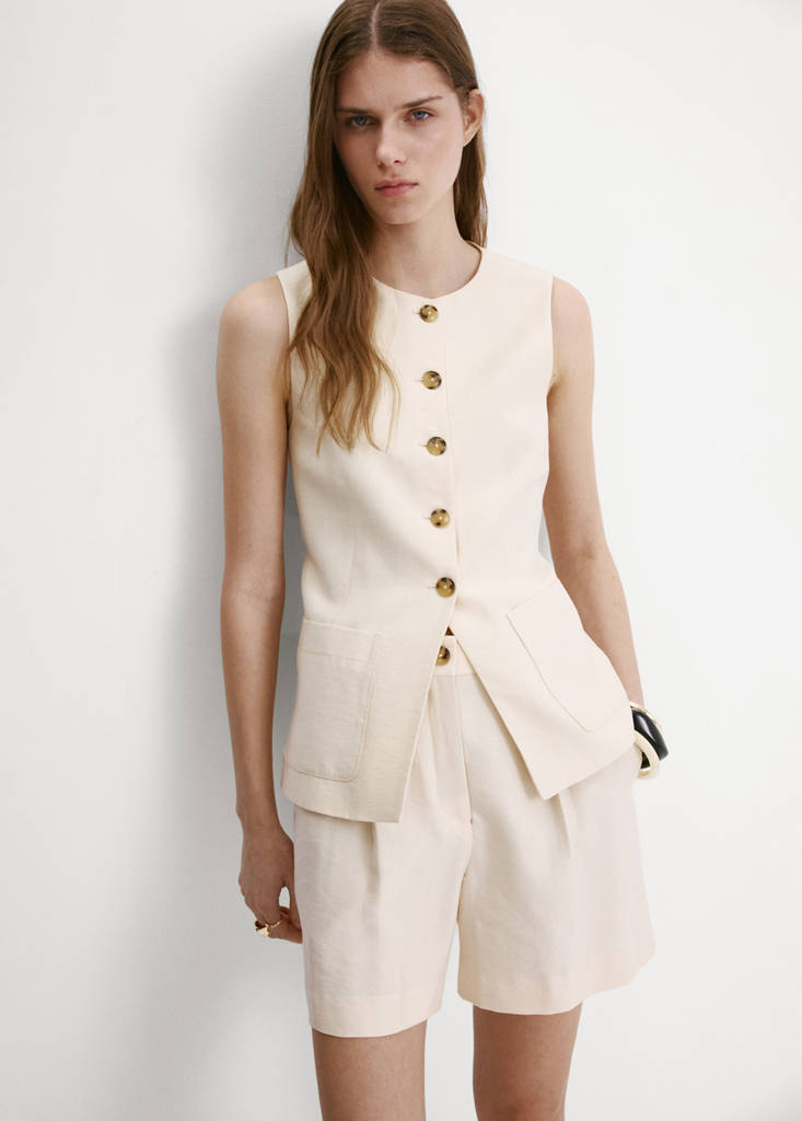 Straight mid-rise bermuda shorts — Ecru