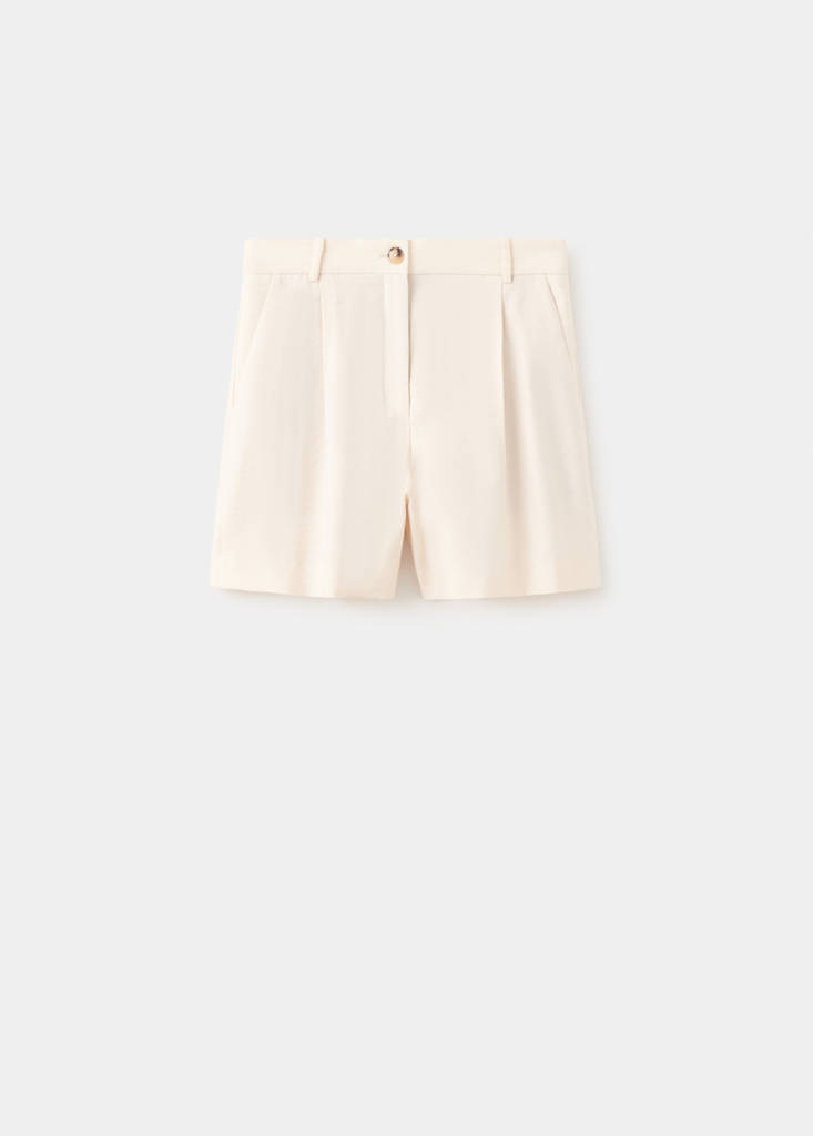 Straight mid-rise bermuda shorts — Ecru