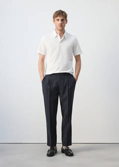 Slim fit cotton piqué blend polo — White 2