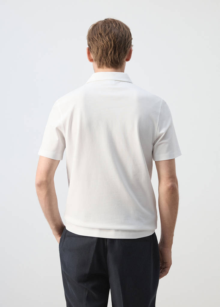 Slim fit cotton piqué blend polo — White