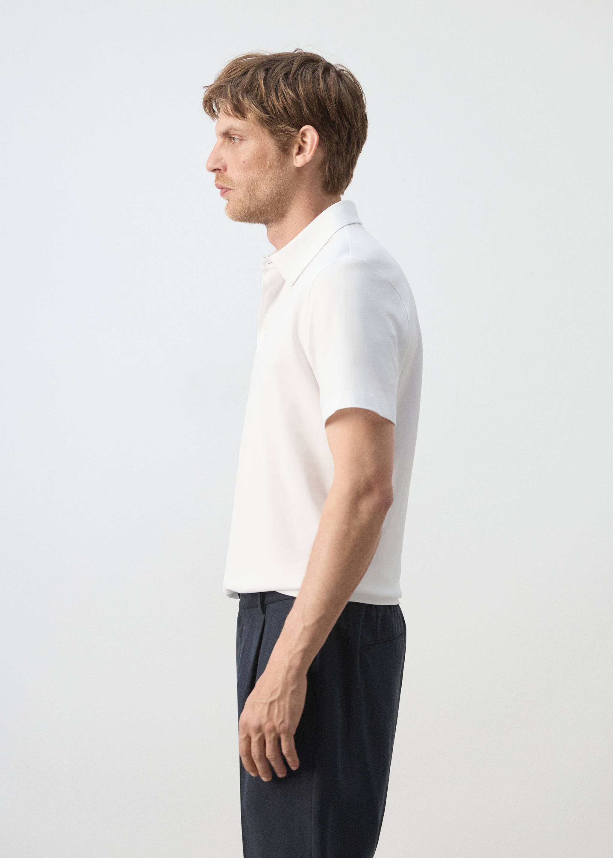 Slim fit cotton piqué blend polo - Panoramic plane