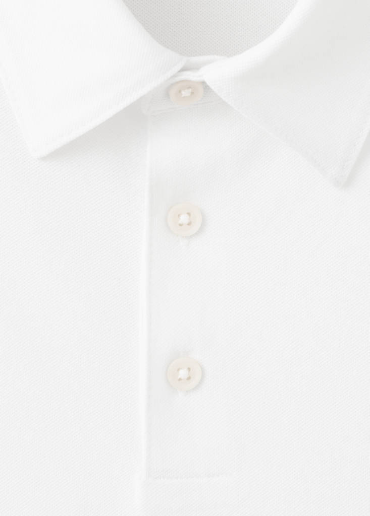 Slim fit cotton piqué blend polo — White