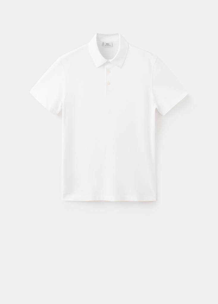 Slim fit cotton piqué blend polo — White