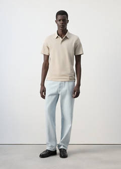 Slim fit cotton piqué blend polo — Ivory White 2