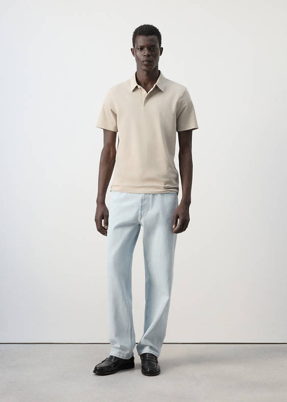 Koszulka polo slim fit z piki z mieszanki bawełny