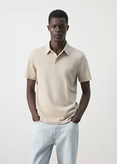 Slim fit cotton piqué blend polo — Ivory White 1