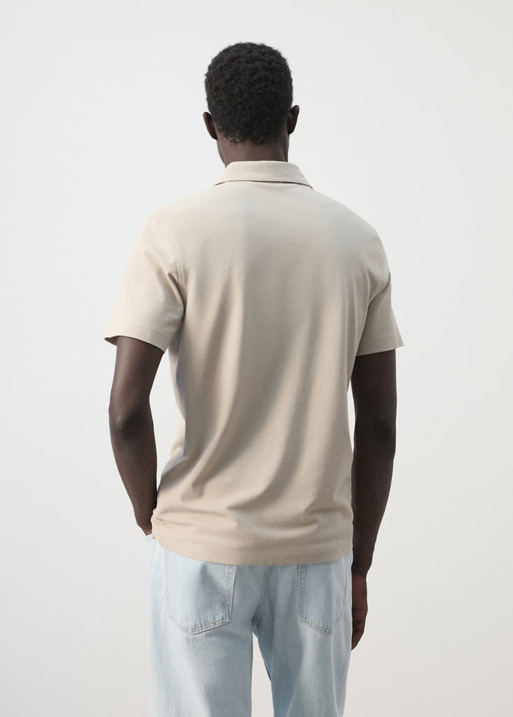 Slim fit cotton piqué blend polo — Ivory White